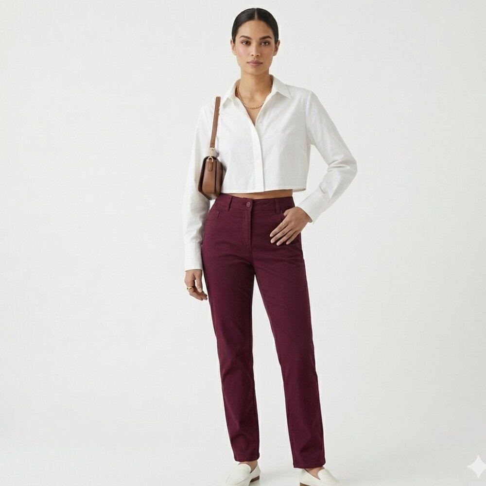 Reitmans Deep Burgundy Stretch Straight Leg Pants
